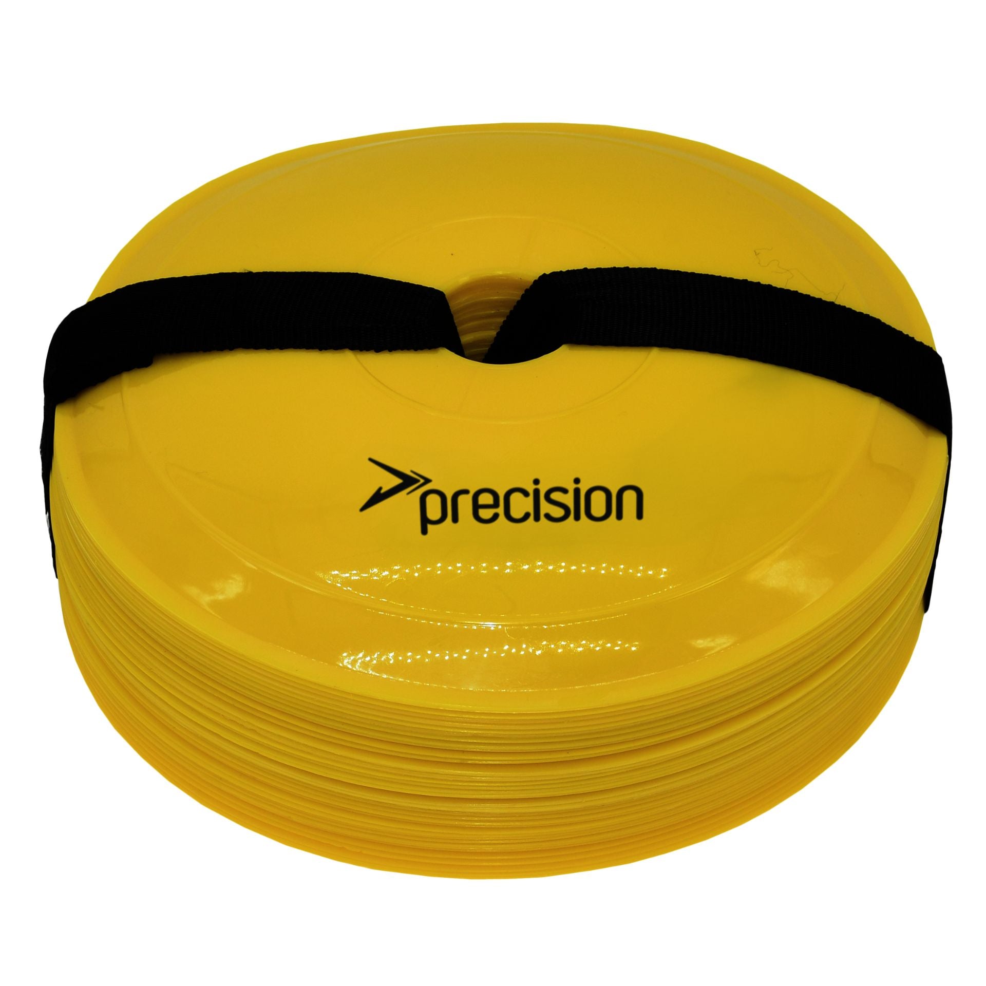 Set of 40 Precision Pro Near Flat Markers for sporting goods, yellow plastic markers for field marking and sports activities.