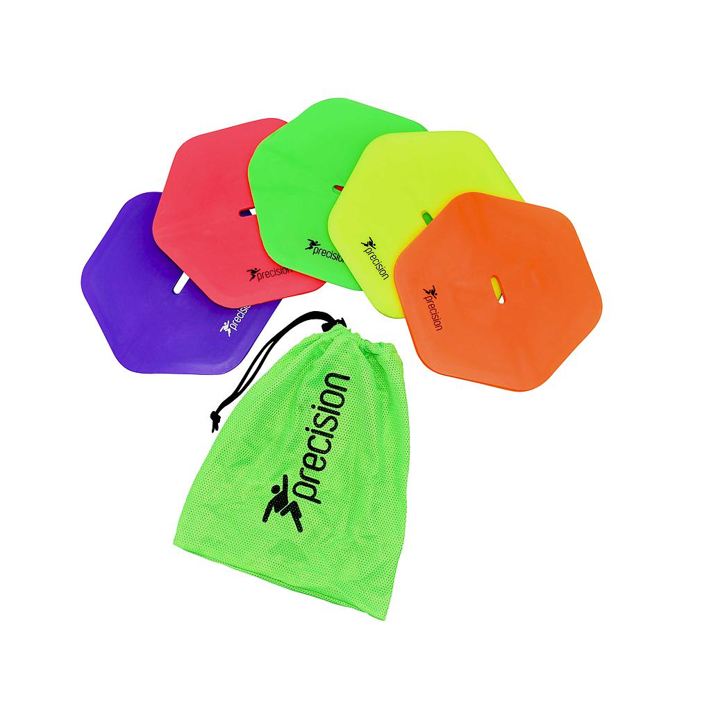 Set of 10 Precision Pro HX Flat Markers for sports, featuring bright colors and durable design for marking fields and courts.