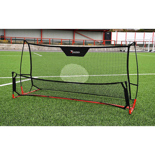Precision Pro Dual Rebounder for sporting goods, featuring a sturdy frame and multiple rebound surfaces for versatile training.
