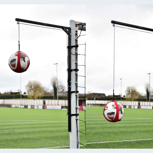 Precision Pro Football Heading Station training aid for football practice, featuring adjustable height and durable construction.