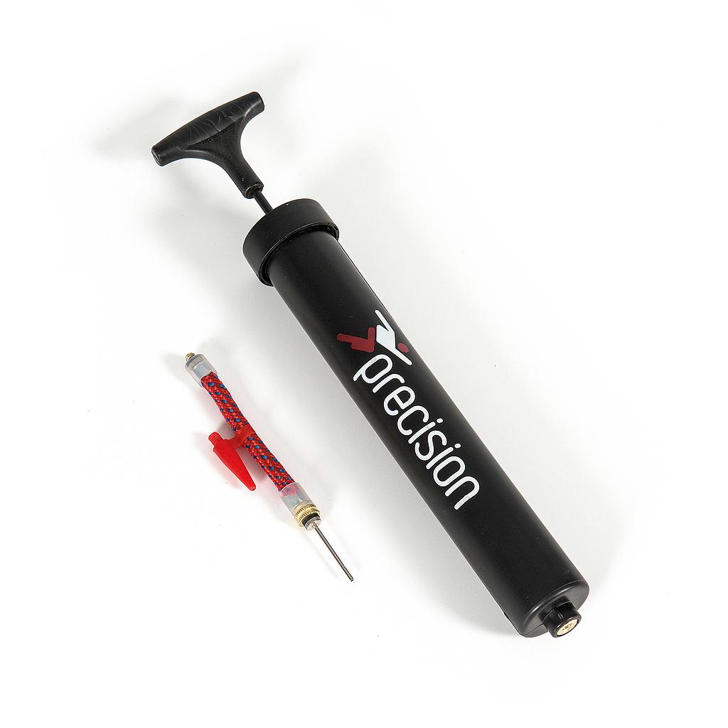 Precision handpump with flexible hose and adaptor, ideal for sporting goods, shown with detailed components and ergonomic design.