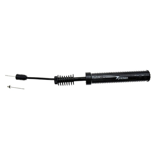 Precision Double Action Pump for sporting goods, showing the compact hand pump with ergonomic handle and durable construction.
