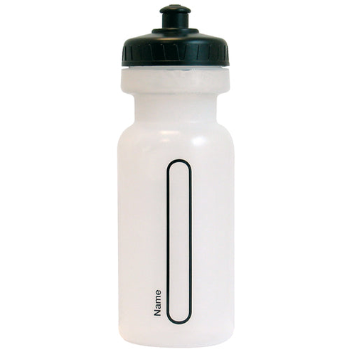 Clear water bottle from Precision for school and sports, with a transparent body and blue lid, suitable for hydration on the go.