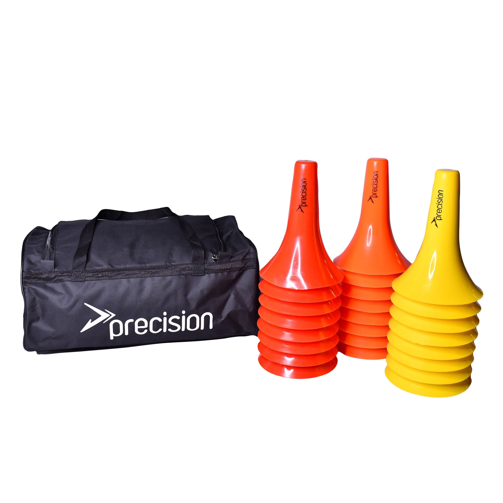 Precision brand 24-pack marker cone drill set with carry bag for sports training and agility drills.