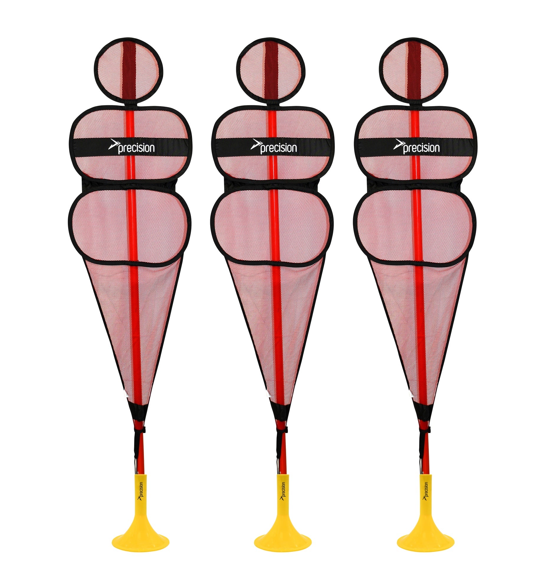 Set of three Precision Pop Up Mannequin sports display forms with carry bag, ideal for athletic apparel showcasing.