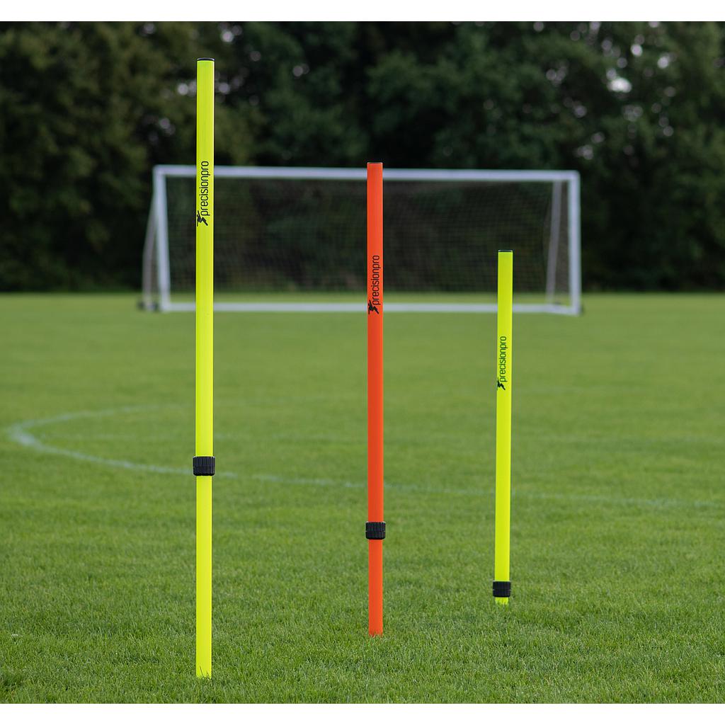 Set of 12 Precision telescopic boundary poles for sports and outdoor use, adjustable height with durable construction.