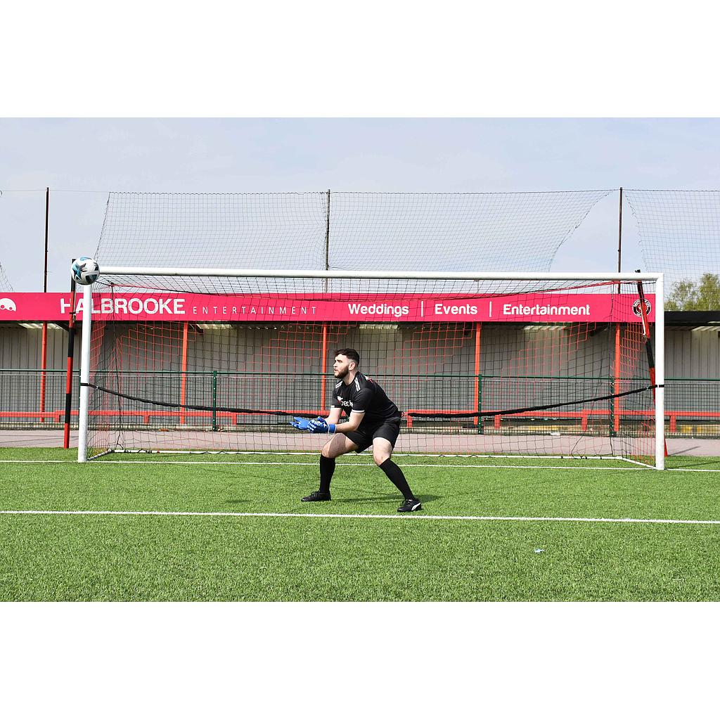 Precision Goalkeepers Bungee Kit for soccer training with adjustable bungee cords and handles, ideal for improving goalkeeping agility.
