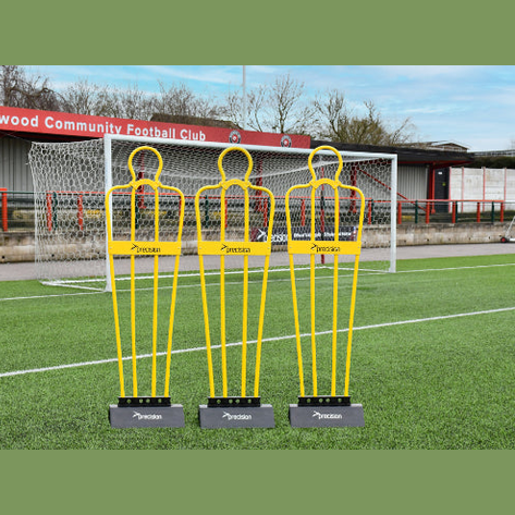 Set of three Precision Airstream Pro training mannequins for sporting goods, showing realistic human torso models with detailed features.