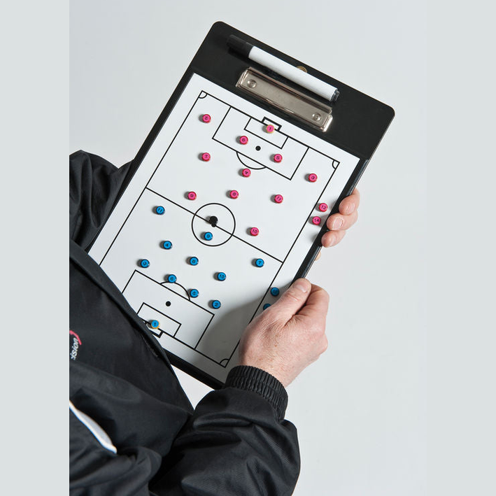 Precision Soccer Coaches double-sided clipboard with sports field diagrams and writing surface for tactical planning.