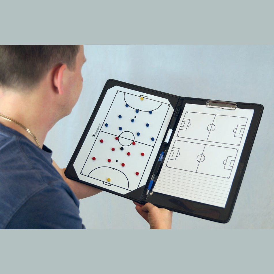 A4 Precision Pro Futsal Coaches Tactic Folder with tactical diagrams and markings for coaching futsal teams.