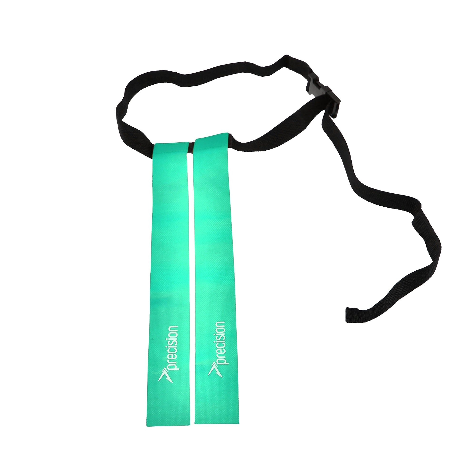 Precision Rugby Tag Belt in black with adjustable strap and tags, designed for rugby training and gameplay.