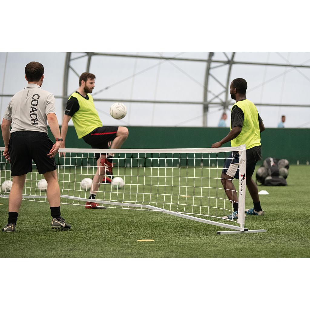 Precision compact tennis net set for outdoor play, featuring a lightweight frame and durable net for quick setup and easy storage.