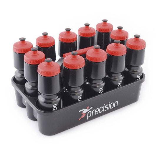 Precision 12 Water Bottles and Carrier set with durable plastic bottles in a sturdy carrying case for sports and outdoor activities.