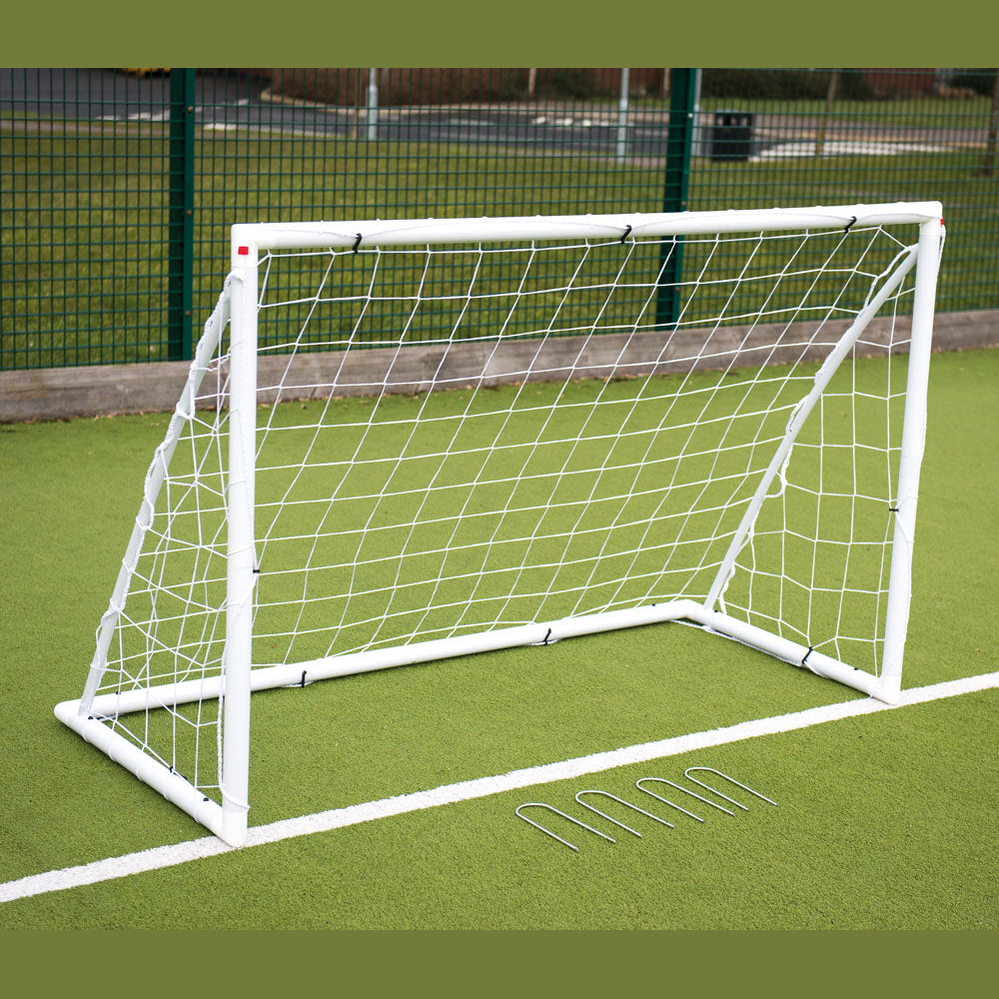 Precision Junior Garden Goal for kids' sports, featuring a small soccer goal with sturdy frame and net for outdoor play.