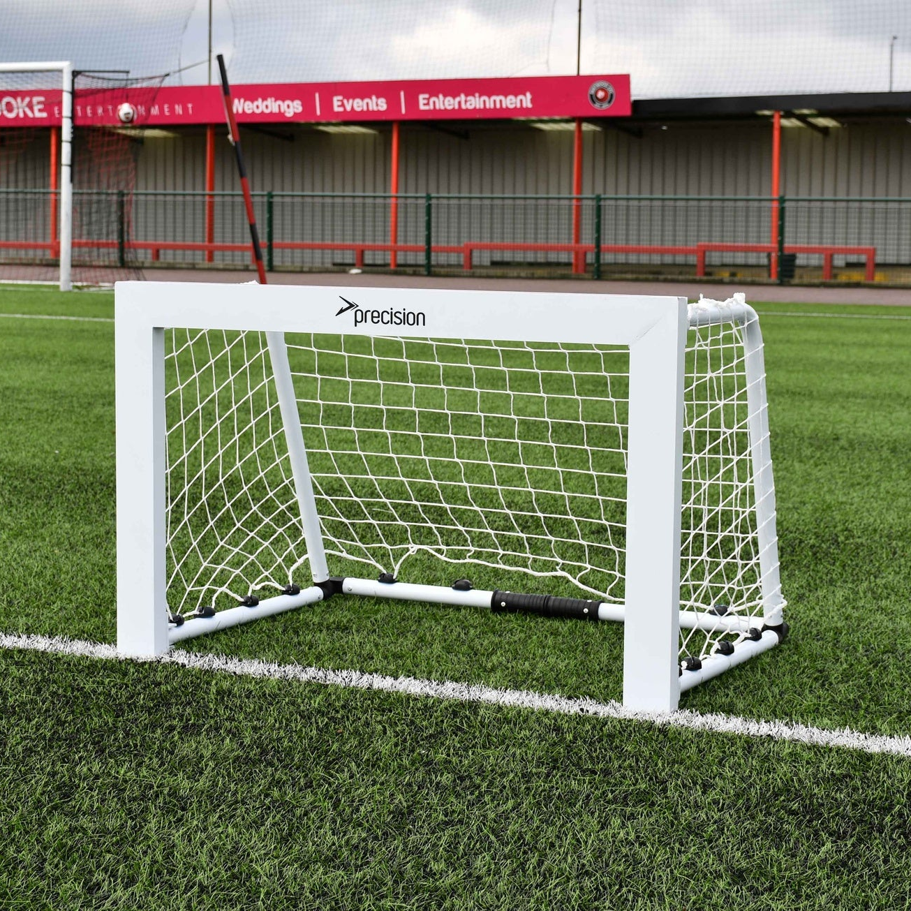Precision Pro Mini Aluminium Folding Target Goal for sporting goods, featuring a compact, foldable design with a durable metal frame.