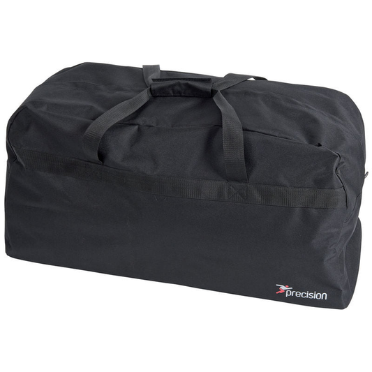 Plain black Precision Budget Team Kit Bag for sporting goods, showing a spacious, durable bag with handles and zip closure.