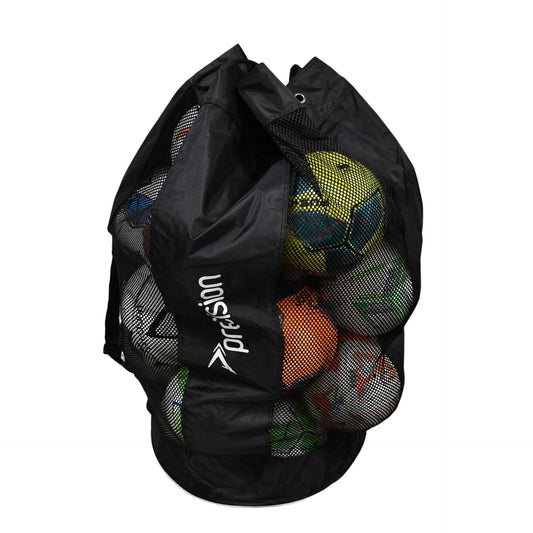 Black and silver Precision 20 Ball Jumbo Sack for sports, featuring durable fabric and large capacity for active play.
