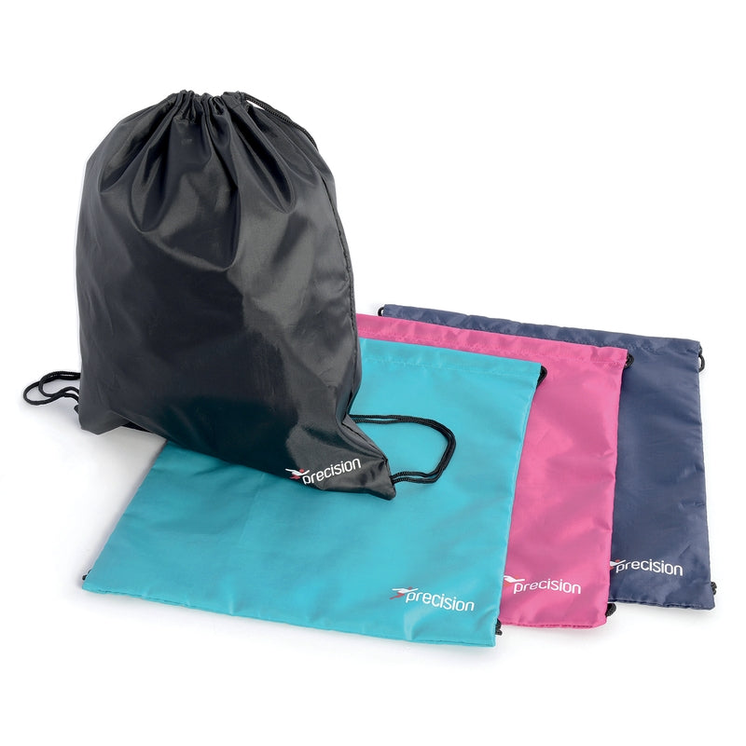 Black Precision Gymsack drawstring bag with white logo, 34x43cm, ideal for sports and gym gear storage.