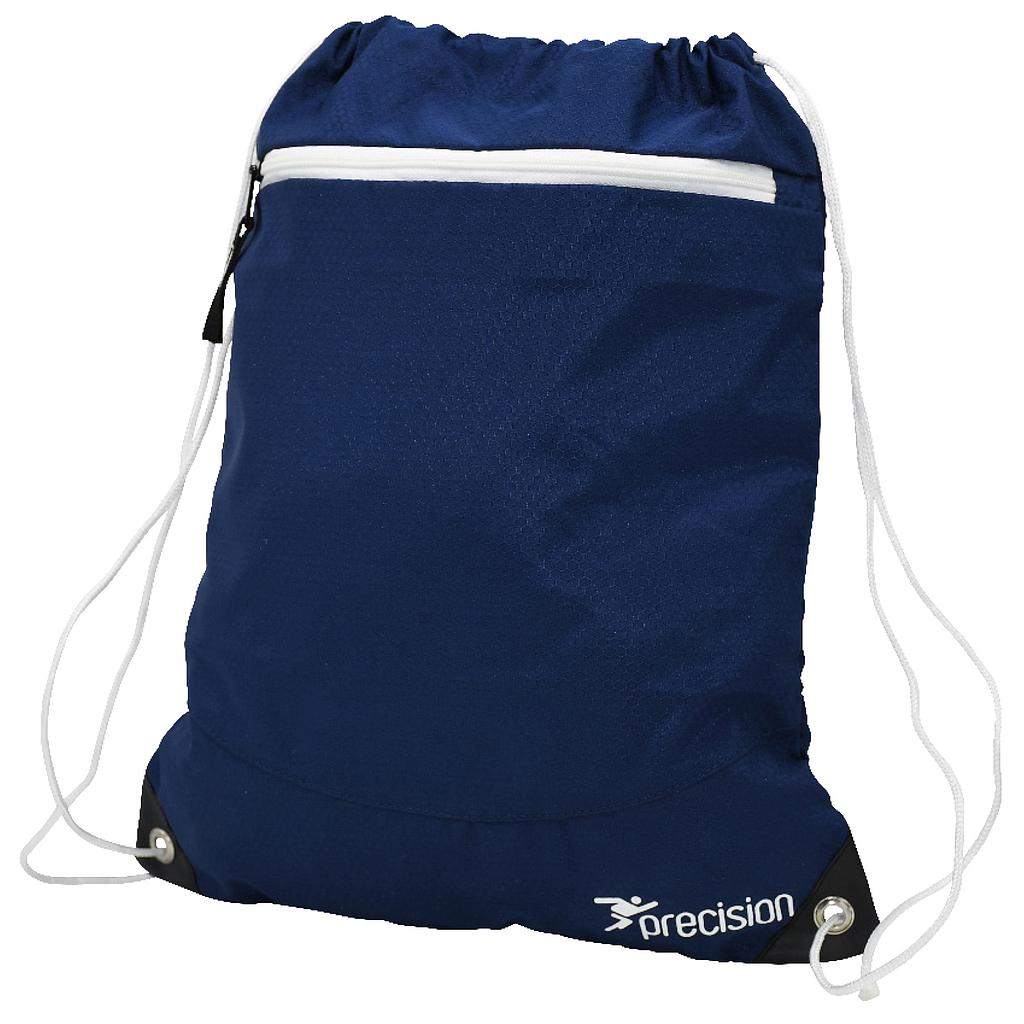 Black Precision Pro HX drawstring bag for sporting goods, featuring the brand logo and adjustable drawstrings.
