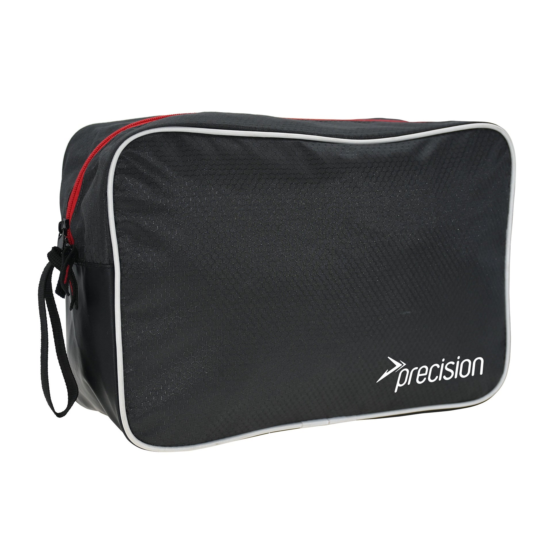 Precision Pro HX Goalkeeping Glove Bag in black with adjustable straps and multiple compartments for goalkeeper glove storage.