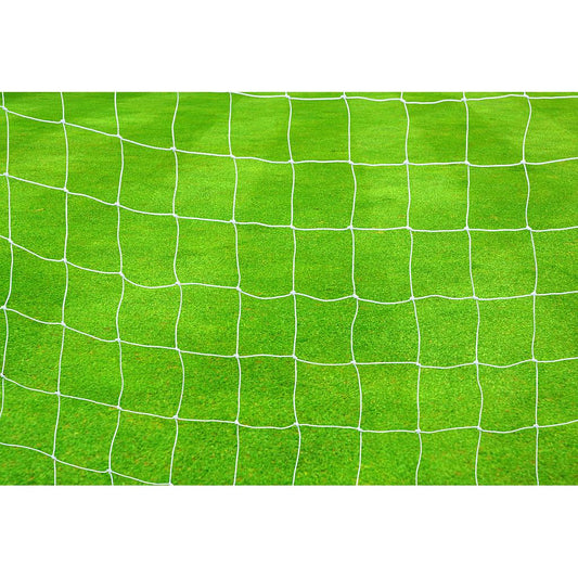 Pair of Precision 2.5mm knotted football goal nets, durable sporting goods nets for soccer goals, with netting and frame visible.