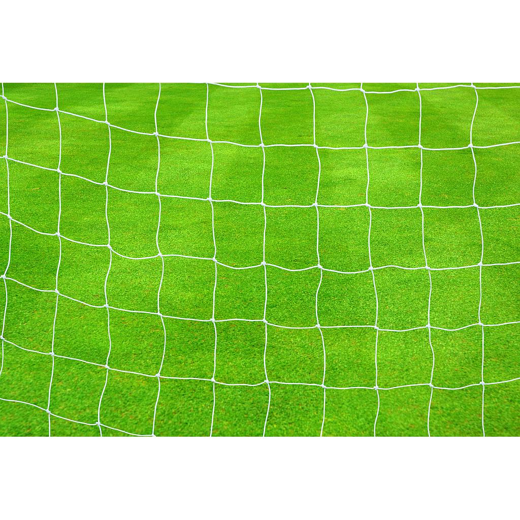 Pair of Precision 2.5mm knotted football goal nets for sporting goods, showing the netting and mesh construction.