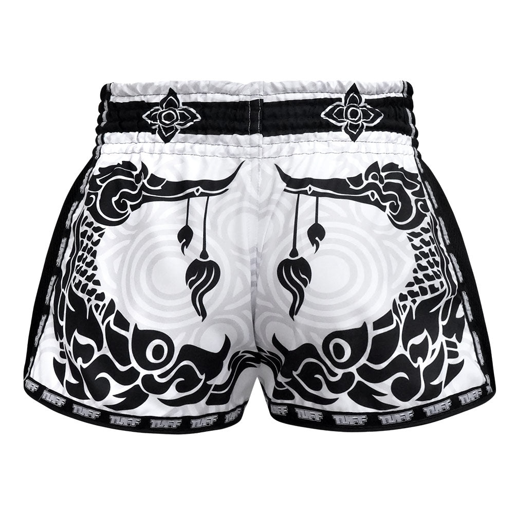 MRS201 TUFF Muay Thai Shorts Retro Style The Great Hongsa White