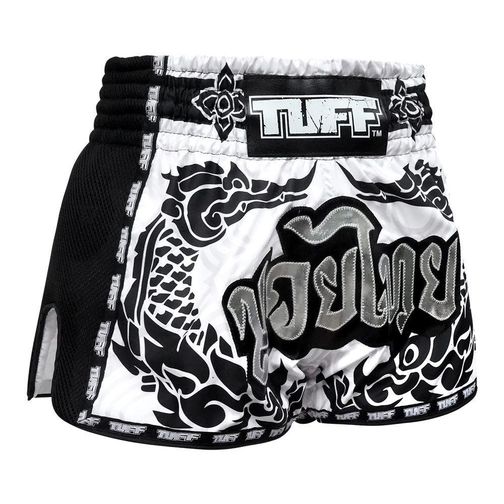 MRS201 TUFF Muay Thai Shorts Retro Style The Great Hongsa White