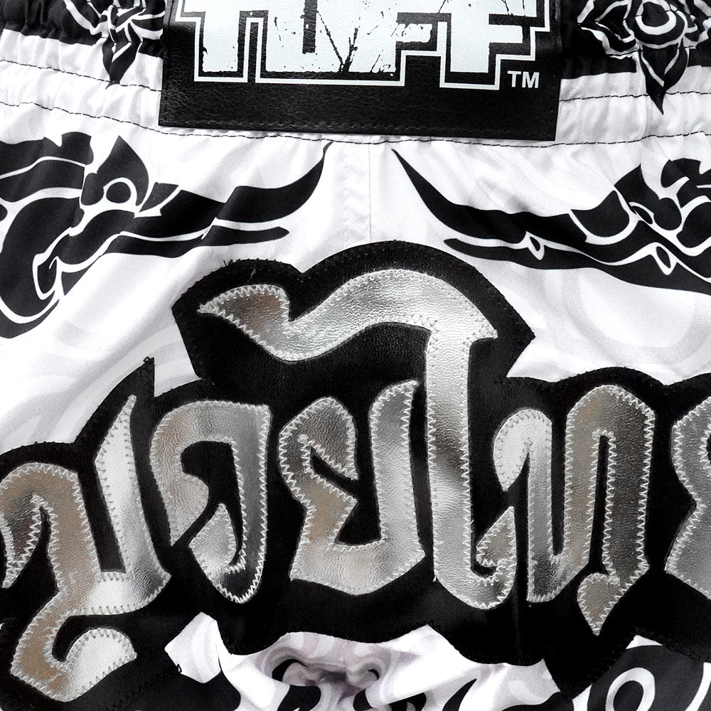 MRS201 TUFF Muay Thai Shorts Retro Style The Great Hongsa White