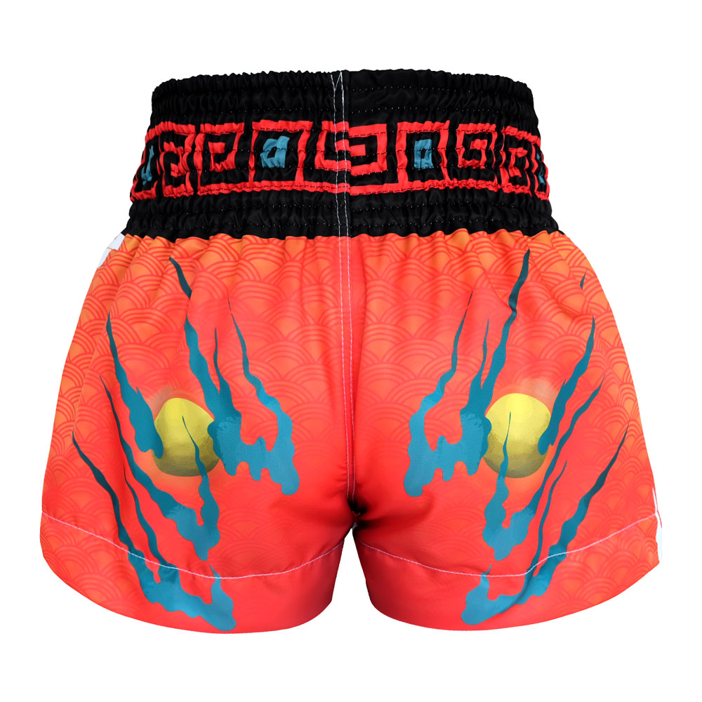 MS622 TUFF Muay Thai Shorts White With Blue Dragon