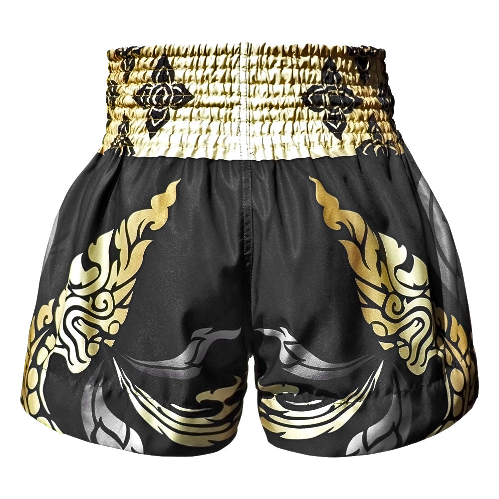 MS631 TUFF Muay Thai Shorts Thai King Of Naga Black