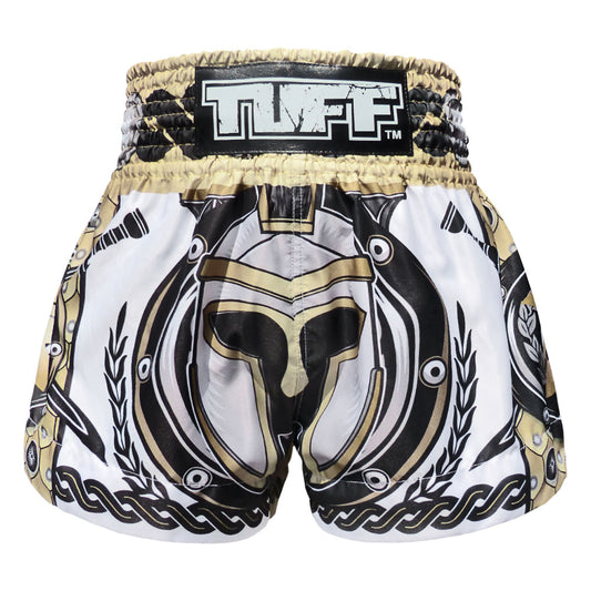 MS634 TUFF Muay Thai Shorts Golden Gladiator in White