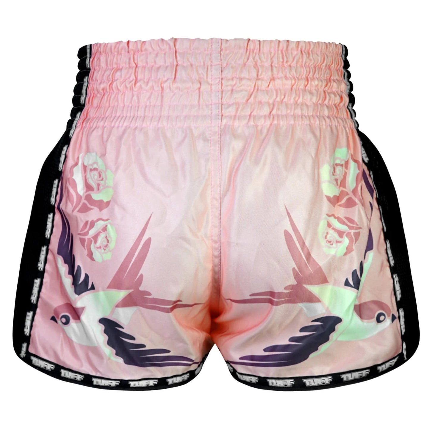 MSC123 TUFF Retro Shorts Pink Birds With Roses