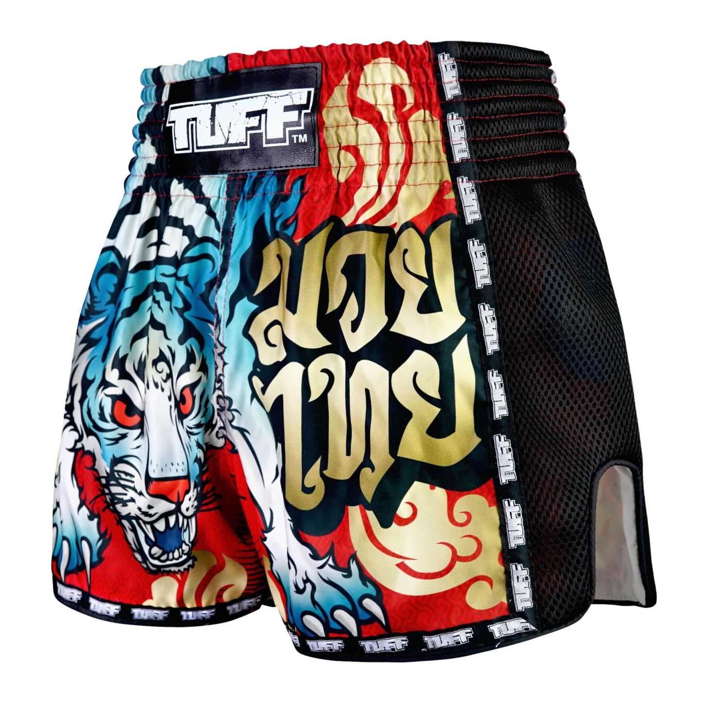 MSC126 TUFF Retro Shorts Red Furious Tiger