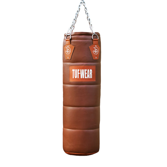 Tuf Wear Classic Brown Quilted Leather Punchbag 122cm (4ft) - 40kg)