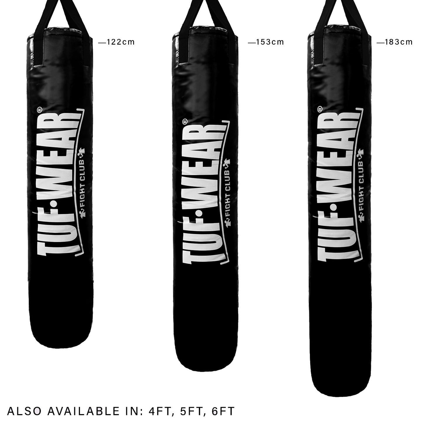 Tuf Wear Punch Bag Black Large Vertical Logo 6FT (183 CM)