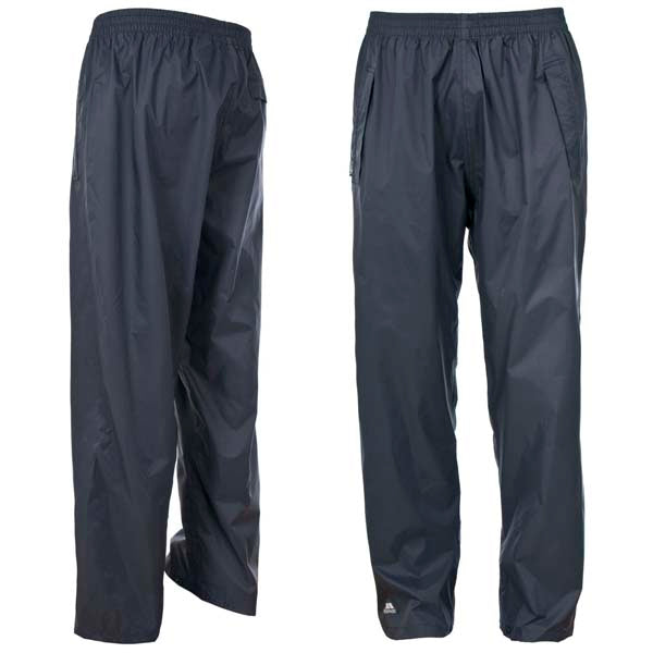 Trespass Qikpac waterproof trousers in size XL, showing the durable, lightweight outdoor sporting gear with a waterproof design.