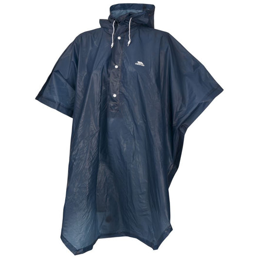 Trespass waterproof poncho for outdoor activities, shown in bright yellow with hood and adjustable drawstrings.