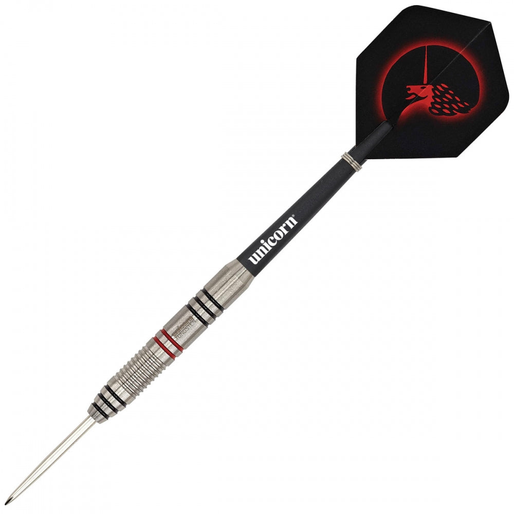 Unicorn Unicorn Core Plus Win tungsten darts with colorful unicorn design and sleek metal barrels, perfect for professional darts play.