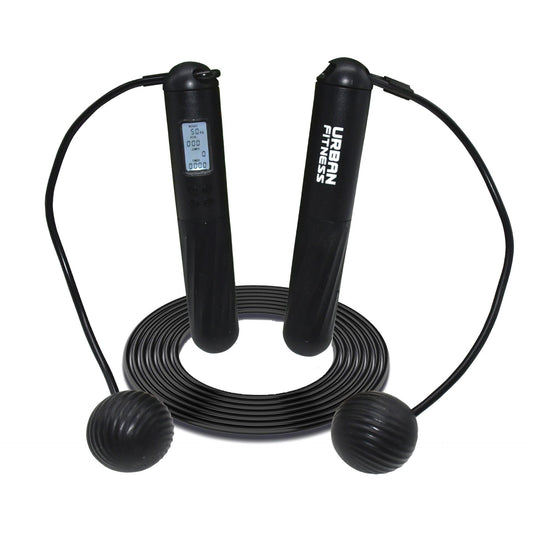 Urban Fitness smart skipping rope for fitness training, featuring digital counter and adjustable length for effective workouts.