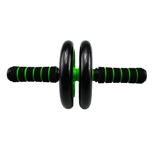 UFE Urban Fitness Ab Roller in black and gray with handles, designed for core workout and abdominal exercises.