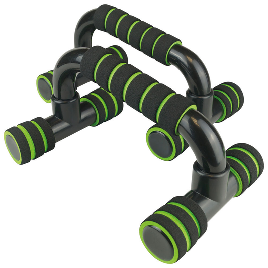 UFE Urban Fitness push-up bars with black handles and sturdy metal frames for enhanced upper body workouts.