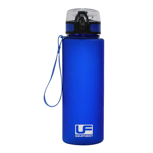 Urban Fitness Flow Flip Lid Water Bottle 700ml with flip lid, transparent body, and blue accents, ideal for sporting activities.