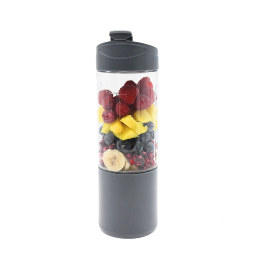 Urban Fitness VitalFuse portable blender in black with a clear blending jar and lid, perfect for on-the-go smoothies.