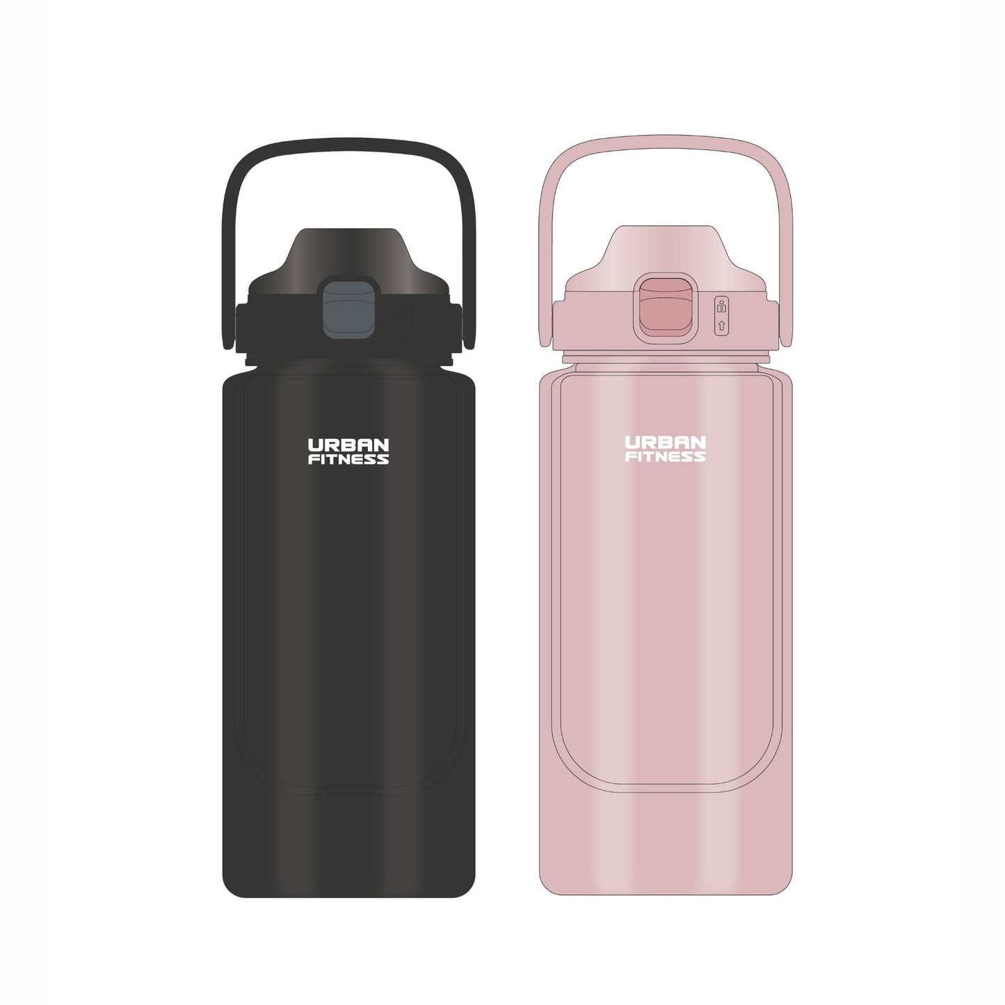 Urban Fitness VitalFlow water bottle, sporting goods, with a sleek design and leak-proof lid for active hydration.