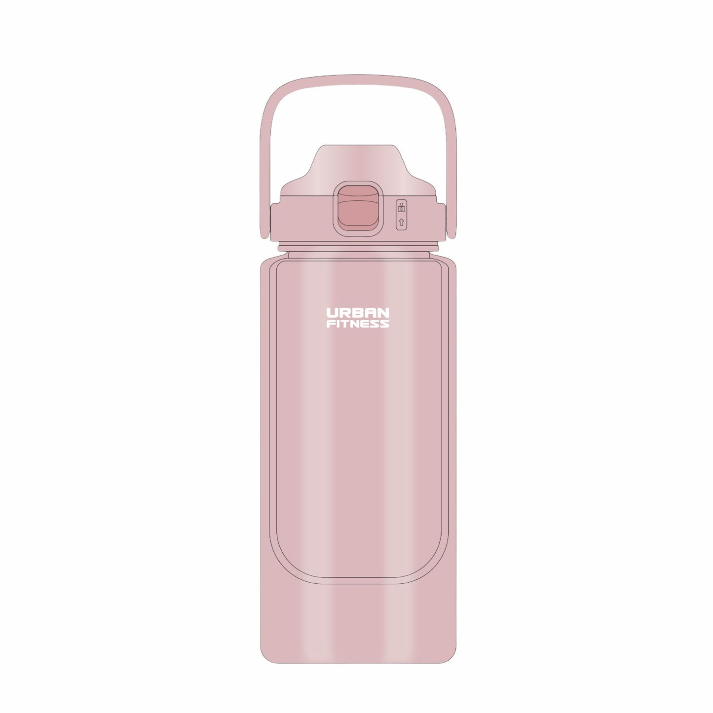 Urban Fitness VitalFlow water bottle in black with sports cap, designed for active use and hydration during workouts.