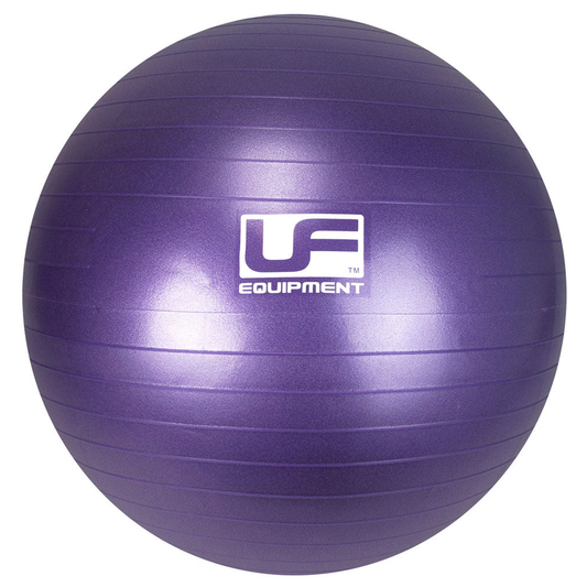 UFE Urban Fitness Swiss gym ball with 500kg burst resistance, blue color, used for stability and core exercises in sporting goods.