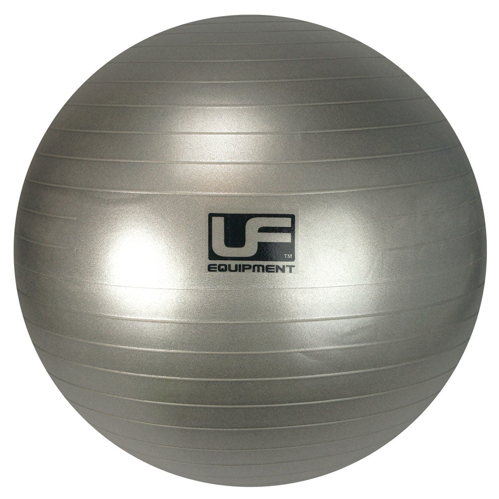 Urban Fitness Swiss gym ball with burst resistance, 500kg capacity, in black, used for fitness and core exercises.