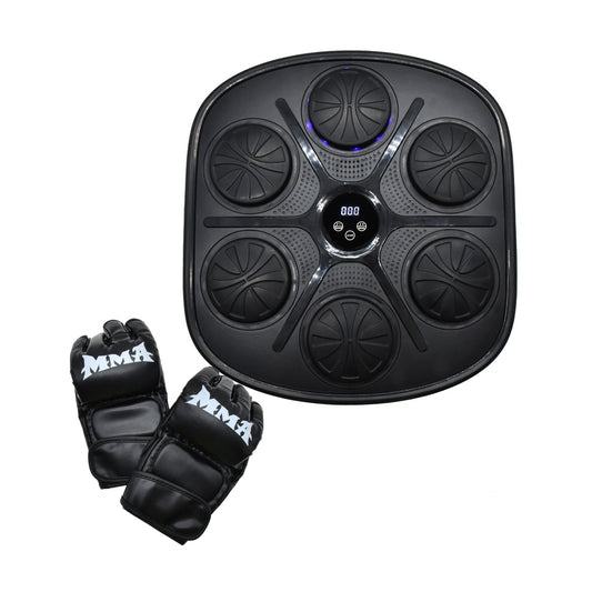 Urban Fight Bluetooth boxing machine with digital display, sturdy frame, and punching bag for boxing training and fitness workouts.