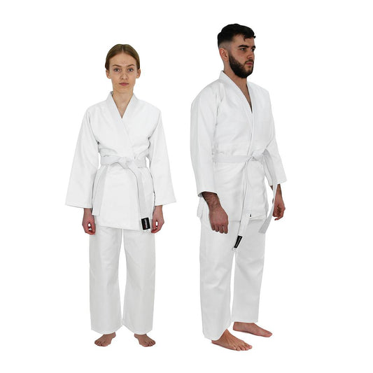 Junior Urban Fight Judo Gi suit with white fabric, featuring traditional design and reinforced stitching for martial arts practice.